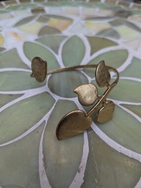 Brass Leaf Statement Cuff Bracelet